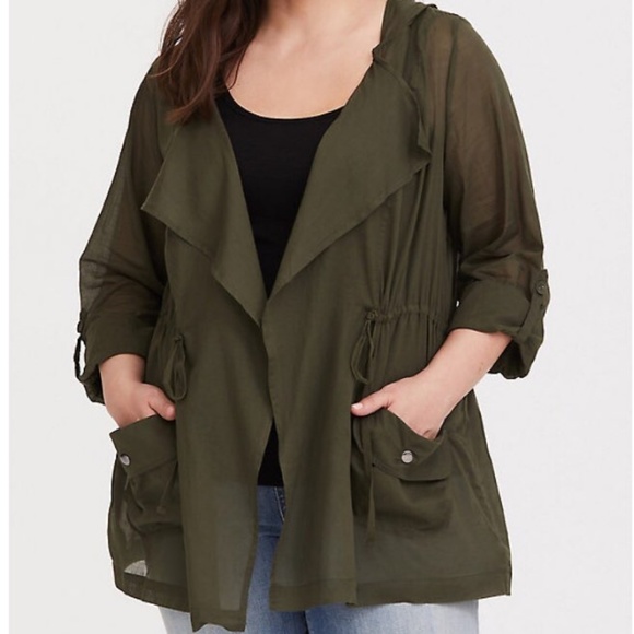 torrid Jackets & Blazers - NWOT Torrid Olive Green Drape Voile Jacket